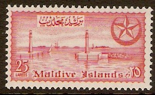 Maldives 1956 25l Rose-red. SG38.