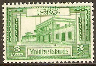 Maldives 1960 3l Emerald-green. SG52.