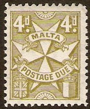 Malta 1925 4d olive-green. SGD17.