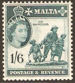 Malta 1956 1s.6d deep turquoise-green. SG277.