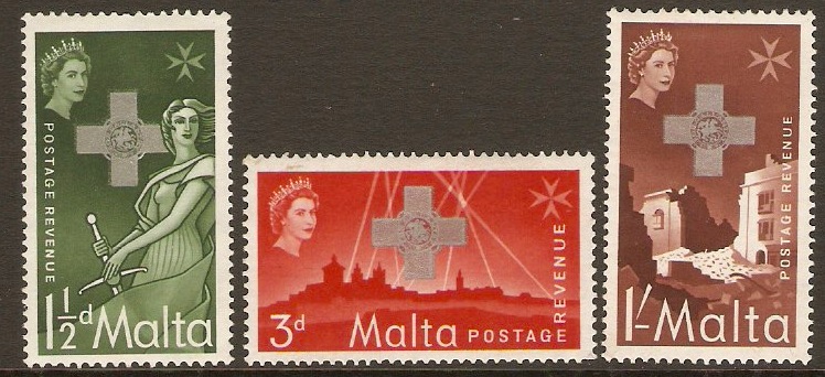 Malta 1957 George Cross Commemoration Set. SG283-SG285.