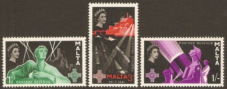 Malta 1958 George Cross Commemoration Set. SG289-SG291.