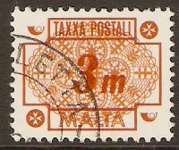 Malta 1973 3m Orange and red Postage Due. SGD43.