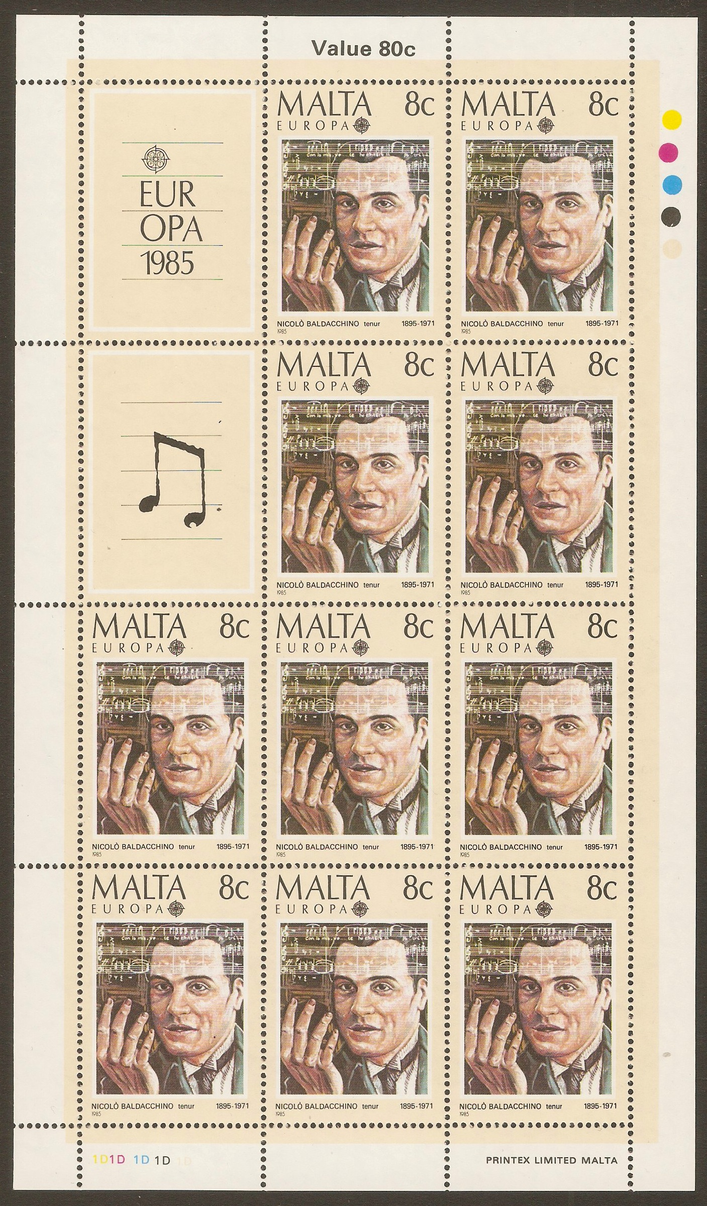 Malta 1984 8c Europa - Music Year stamp. SG759.