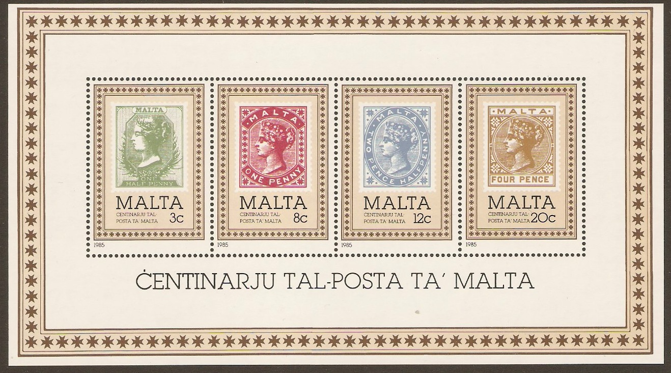 Malta 1985 Post Office Anniversary Sheet. SGMS755.
