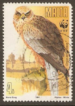 Malta 1991 4c Birds Endangered Species Series. SG899.
