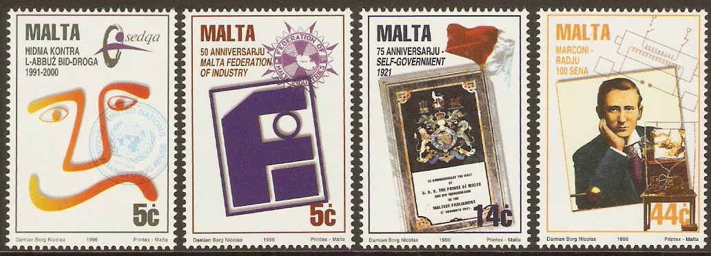 Malta 1996 Anniversaries and Events Set. SG1018-SG1021.