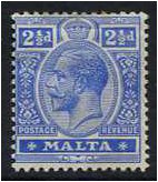 Malta 1914 2d. Bright Blue. SG77.