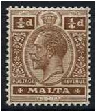 Malta 1921 ¼d. Brown. SG69.