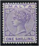 Malta 1885 1s. Pale Violet. SG29.