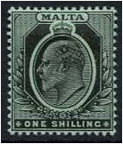 Malta 1904 1s. Black on Green Paper. SG62.