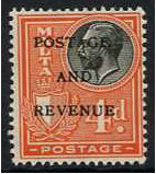 Malta 1928 4d. Black and Red. SG183.