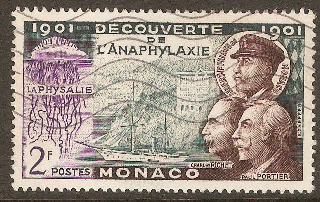 Monaco 1953 2f Anaphylaxis Discovery series. SG475.