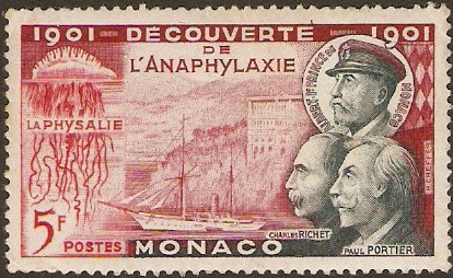 Monaco 1953 5f Anaphylaxis Discovery series. SG476.