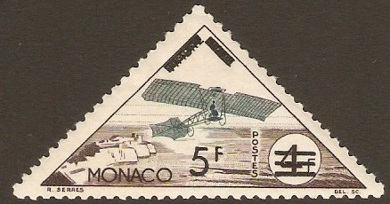 Monaco 1956 5f on 4f blk-brown & blackish green. SG560.