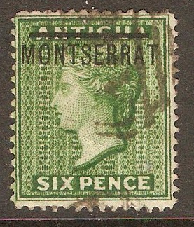 Montserrat 1876 6d Green. SG2.