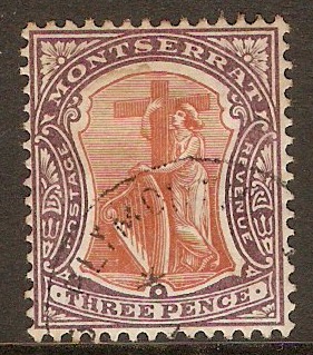 Montserrat 1903 3d Dull orange and deep purple. SG18.