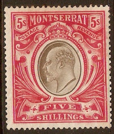 Montserrat 1904 5s Black and red. SG33.