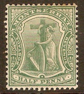 Montserrat 1908 ½d Deep green. SG35.