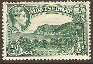 Montserrat 1938 ½d Blue-green. SG101.