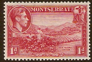 Montserrat 1938 1d Carmine. SG102.