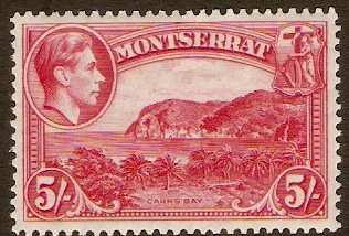 Montserrat 1938 5s Rose-carmine. SG110.