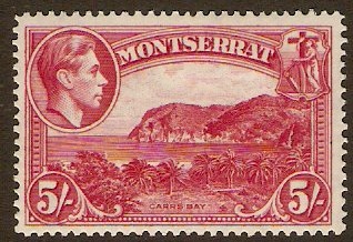 Montserrat 1938 5s Rose-carmine. SG110a.