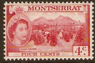Montserrat 1953 4c Carmine-red. SG140.