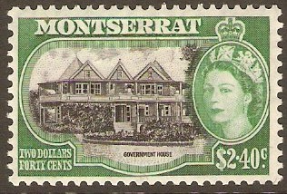 Montserrat 1953 $2.40 Black and bluish green. SG148.