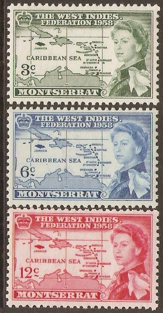 Montserrat 1958 Caribbean Federation Set. SG150-SG152.