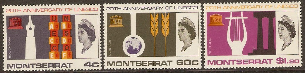 Montserrat 1966 UNESCO Anniversary Set. SG187-SG189.