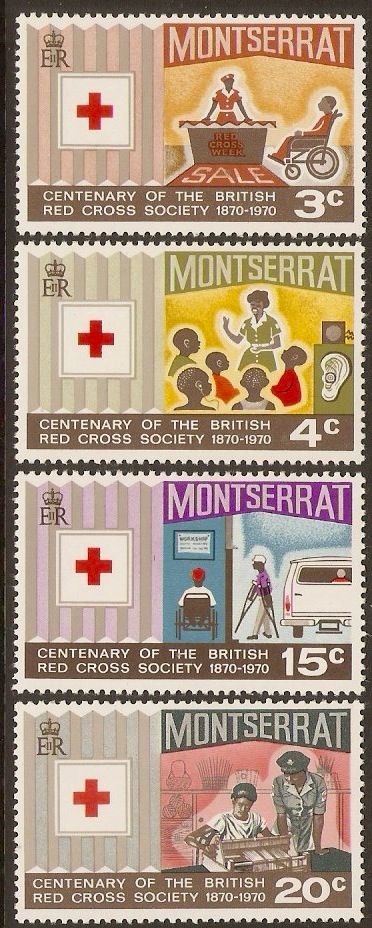 Montserrat 1970 Red Cross Stamps Set. SG238-SG241.