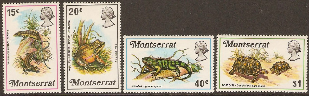 Montserrat 1972 Reptiles Stamps Set. SG291-SG294.