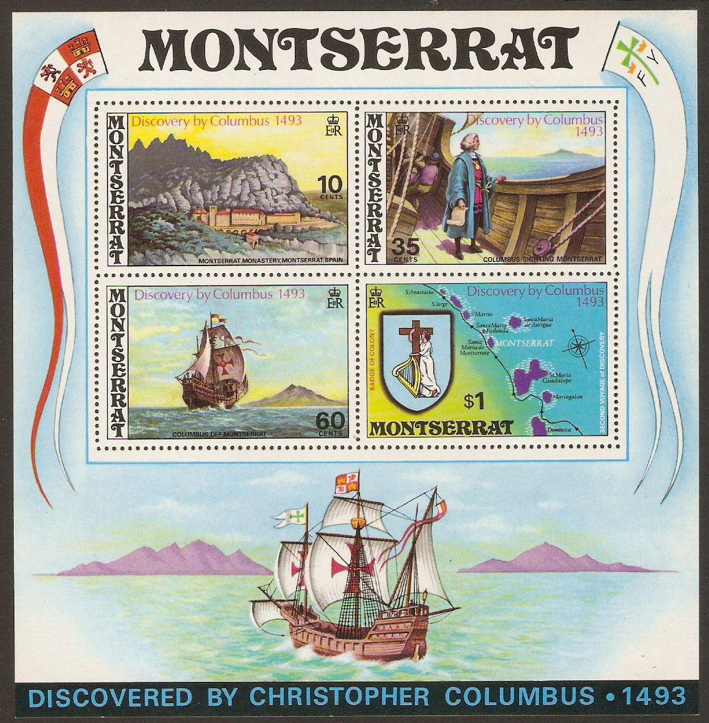 Montserrat 1973 Columbus Anniversary Stamps Sheet. SGMS317.