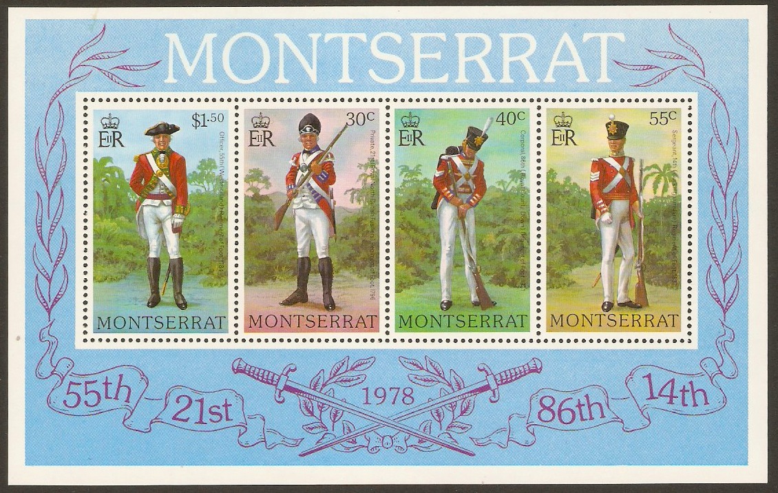 Montserrat 1978 Military Uniforms Sheet. SGMS435.