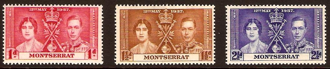 Montserrat 1937 Coronation Set. SG98-SG100.