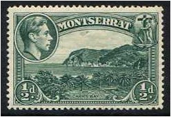 Montserrat 1938 ½d Blue-green. SG101a.