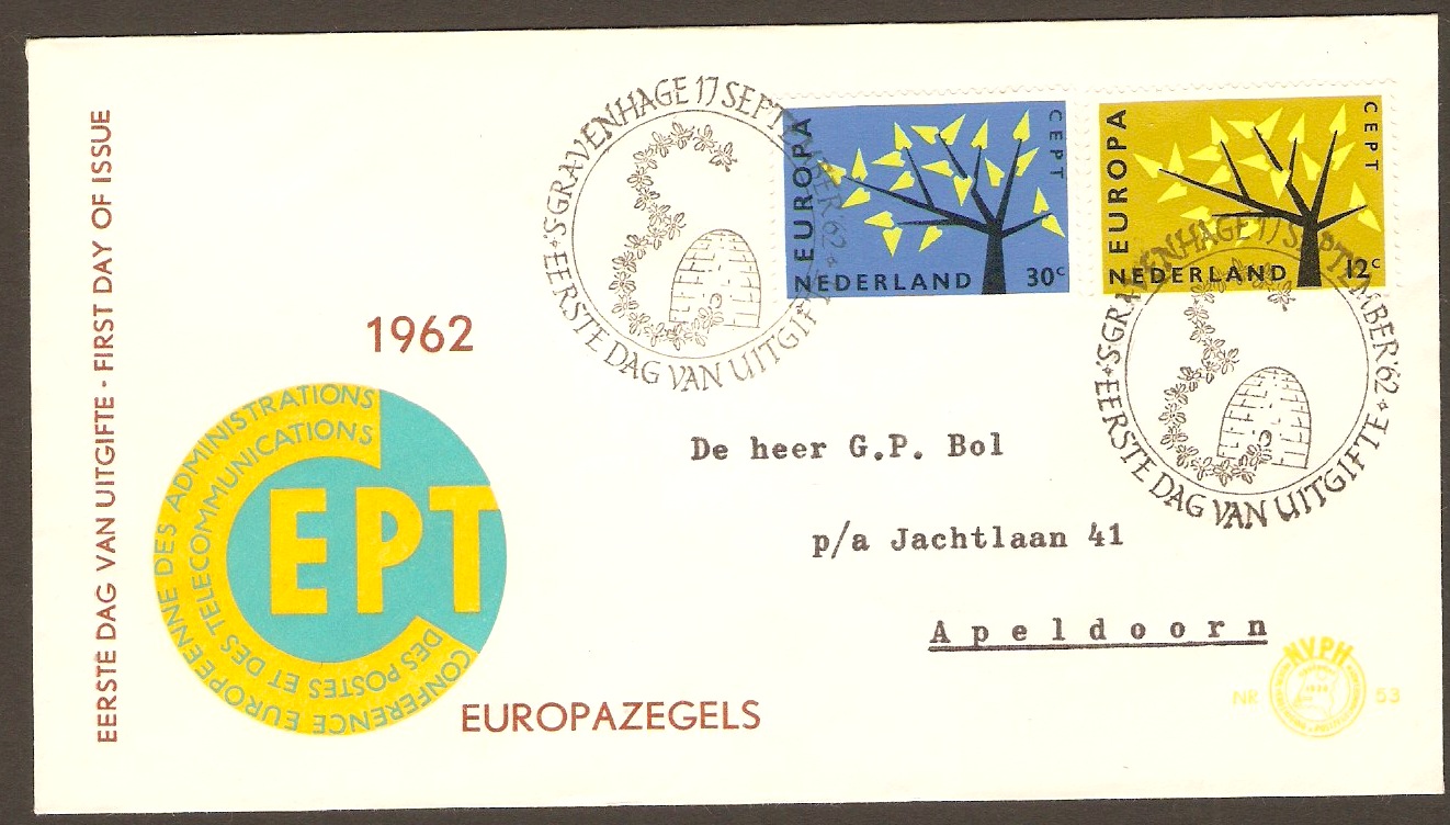 Netherlands 1962 Europa Stamps FDC.