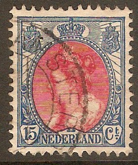 Netherlands 1899 15c Carmine and blue. SG182.