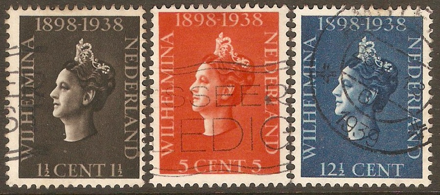 Netherlands 1938 Coronation Anniversary set. SG483-SG485.