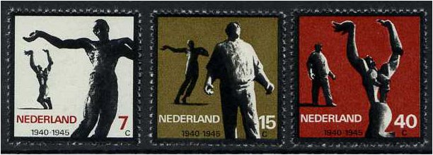 Netherlands 1965 Resistance Commemoration Set. SG988-SG990.