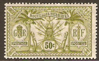 New Hebrides 1911 50c Sage-green. SGF17.