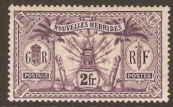 New Hebrides 1911 2f Violet. SGF20.