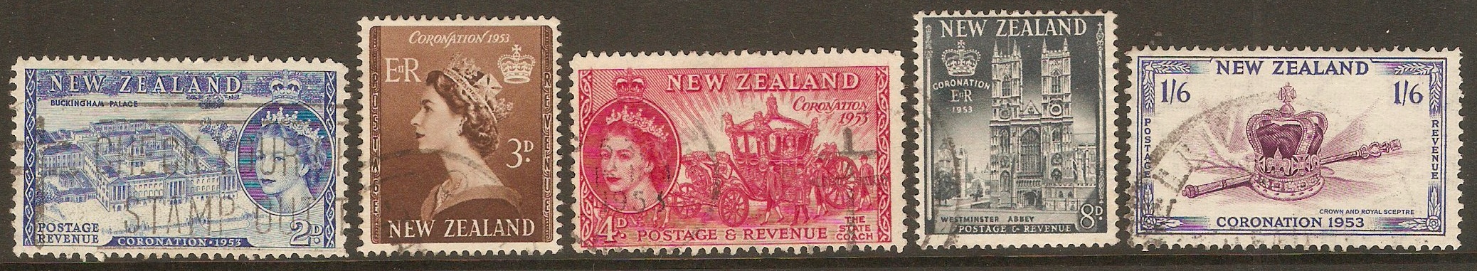 New Zealand 1953 Coronation Set. SG714-SG718.