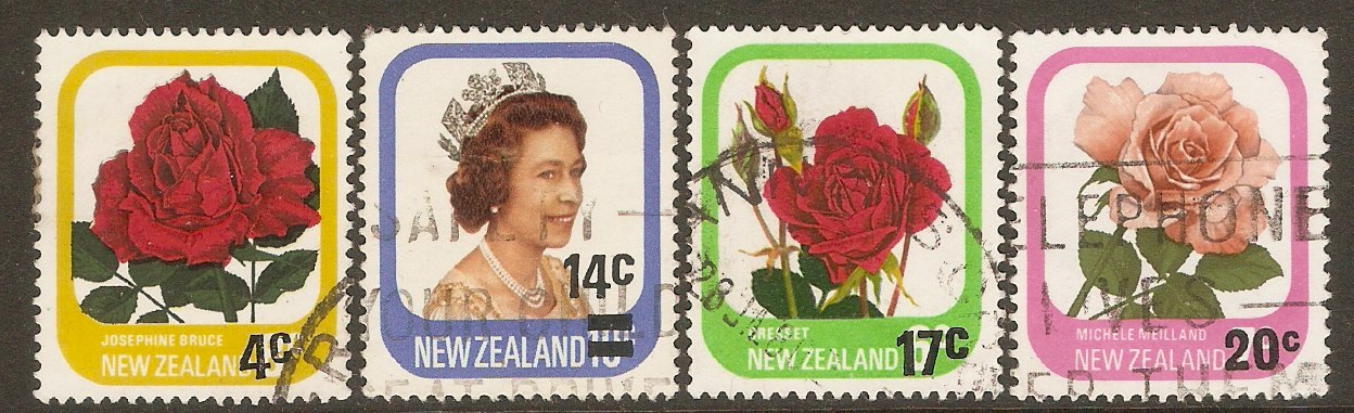 New Zealand 1979 Garden Roses surcharged set. SG1201-SG1203a.