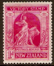 New Zealand 1920 1d Bright Carmine Victory Stamp. SG453.