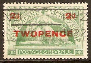 New Zealand 1922 2d on d Green. SG459.