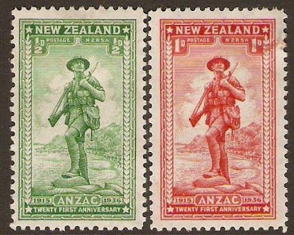 New Zealand 1936 "Anzac" Anniversary Set. SG591-SG592.