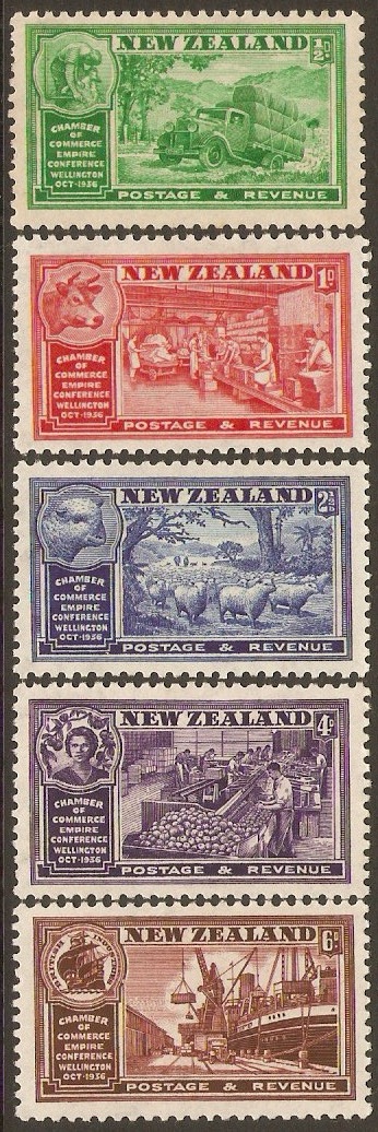New Zealand 1936 BECC Congress Stamps Set. SG593-SG597.