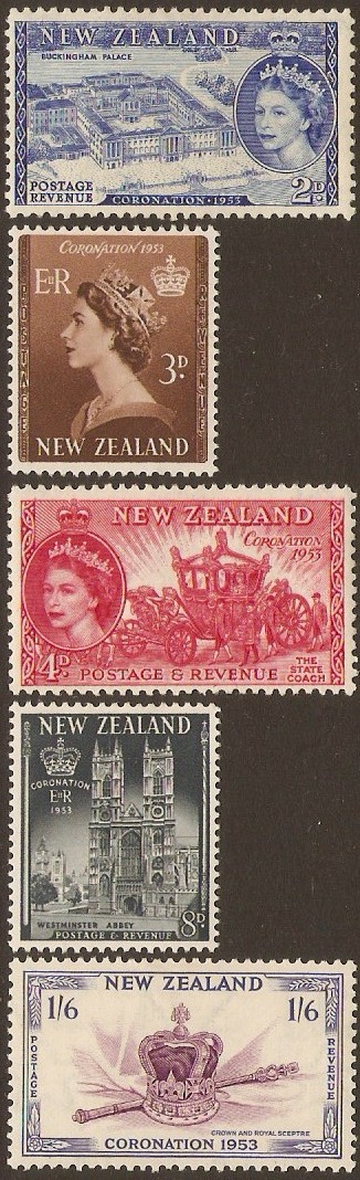 New Zealand 1953 Coronation Set. SG714-SG718.